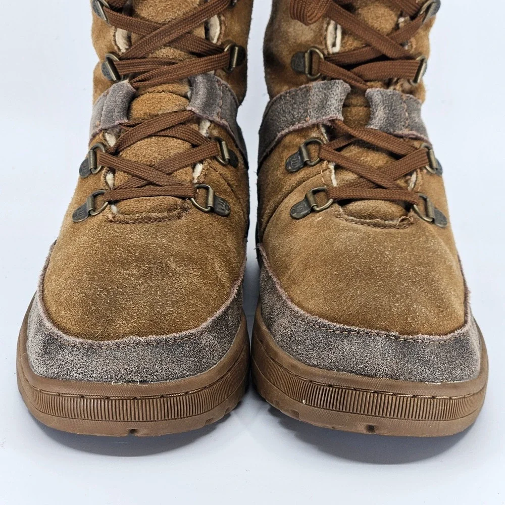 Bearpaw Women's Tama Suede Knit Cuff Winter Boots Hickory Size 8 Cabincore Lodge